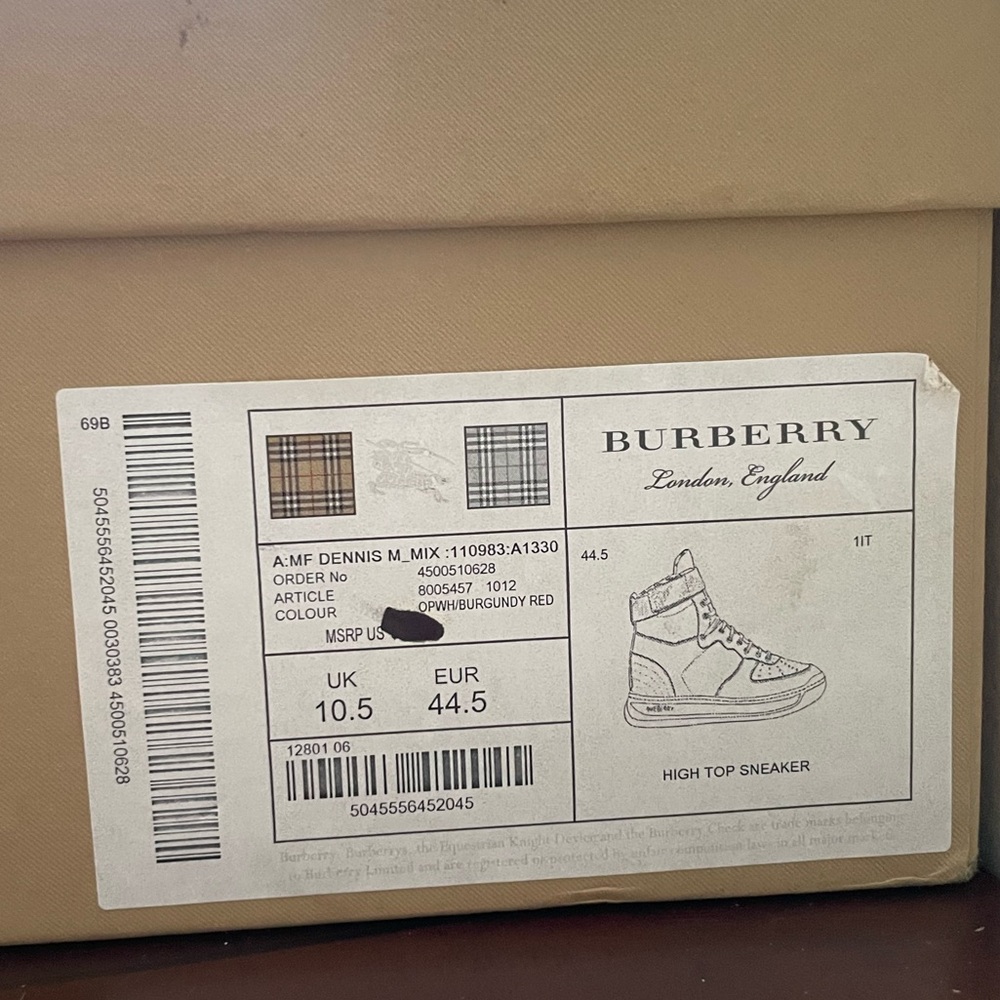Burberry Multicolor Leather and Suede Dennis High Top Sneaker - Picture 4 of 13